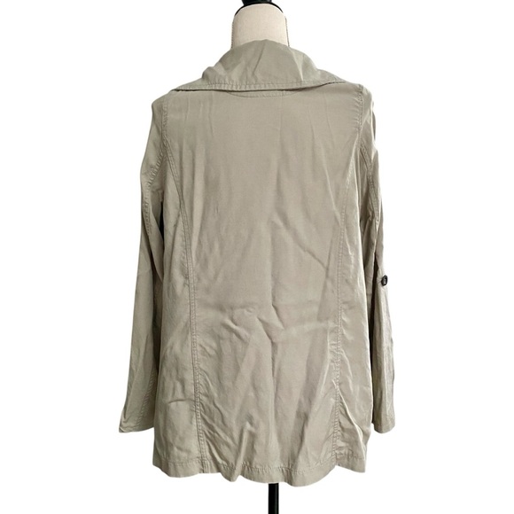 Cotton On Beige Lyocell Open Front Jacket Small Oversized Relaxed Minimalist - Picture 12 of 15